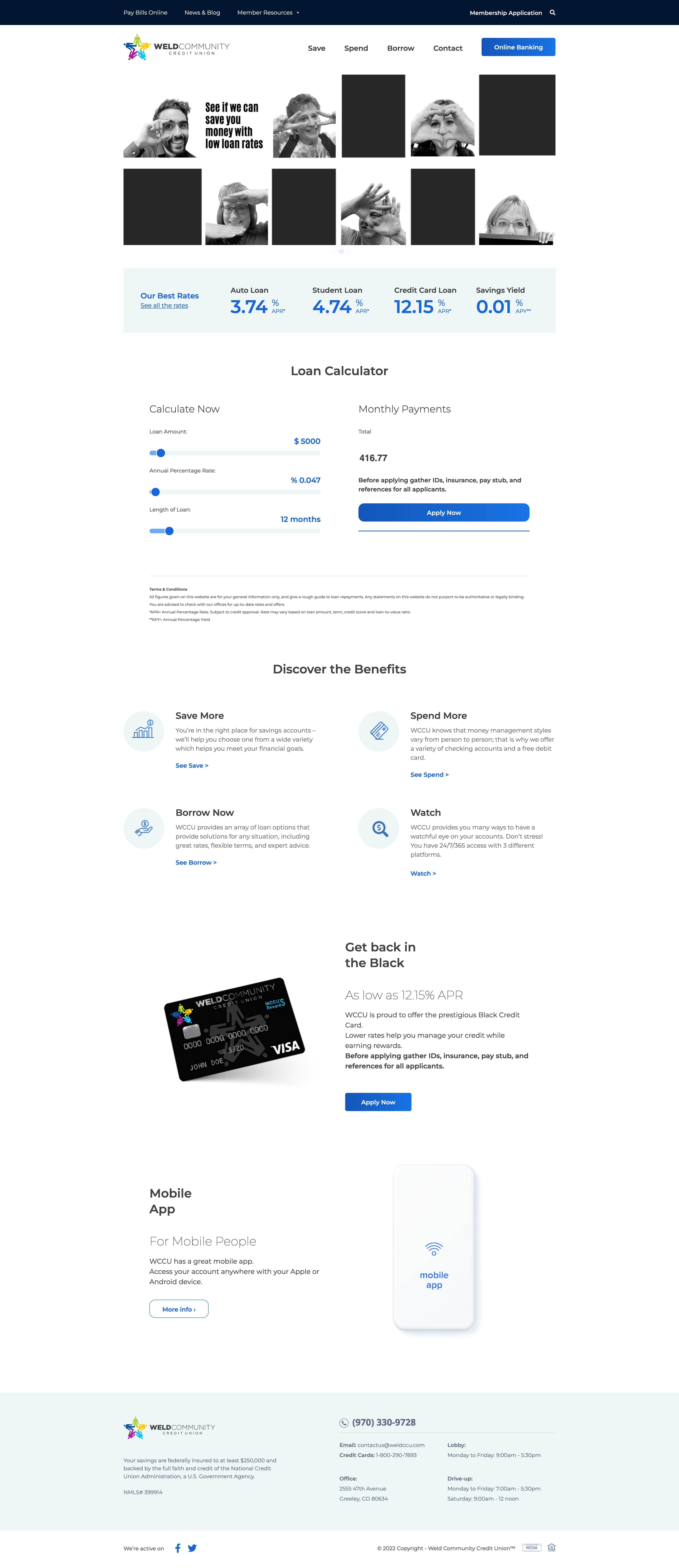 Weld Community Credit Union Website Design